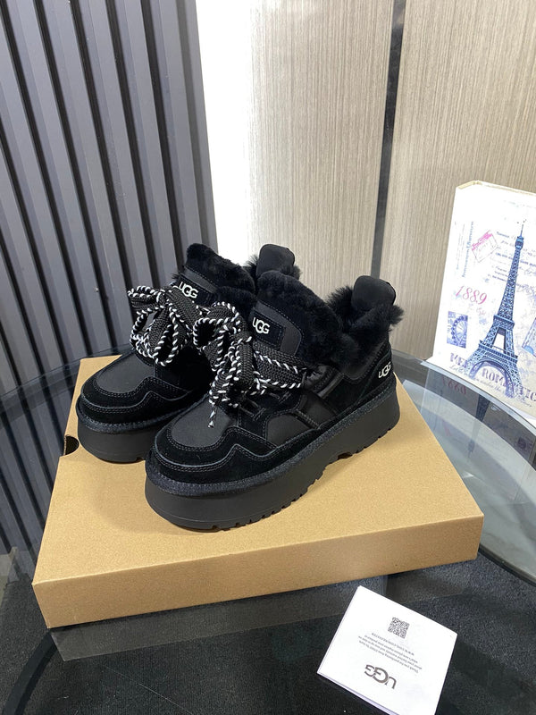 UGG Astromel Platform Sneakers Black Suede Frabic 512861