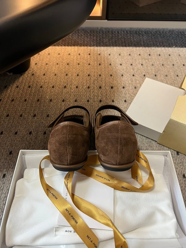 The Row 2025 Ballerine Daim Laine Marron 561591