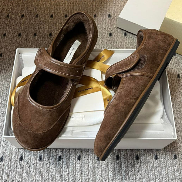 The Row 2025 Ballerine Daim Laine Marron 561591