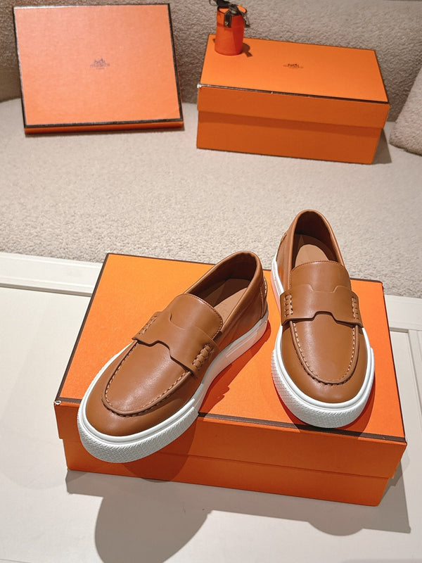 HM mocassins plateforme 25ss en peau de mouton marron camel 577173