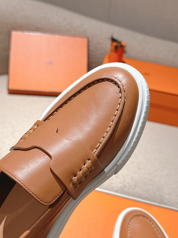 HM mocassins plateforme 25ss en peau de mouton marron camel 577173