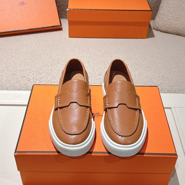 HM mocassins plateforme 25ss en peau de mouton marron camel 577173