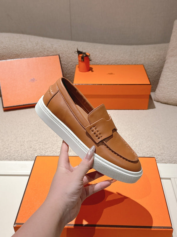 HM mocassins plateforme 25ss en peau de mouton marron camel 577173