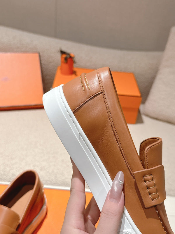 HM mocassins plateforme 25ss en peau de mouton marron camel 577173