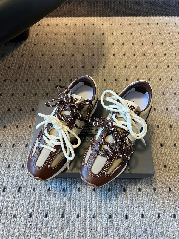 MiuMiu sneakers brown white sheepskin 522053