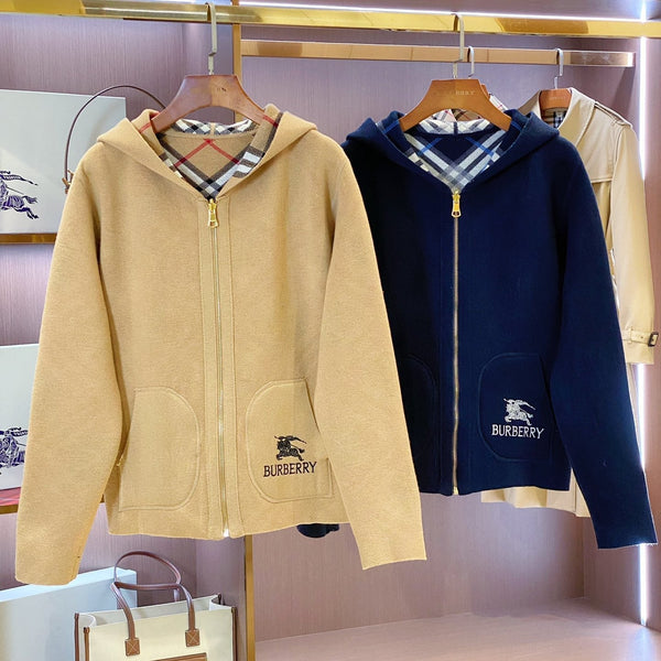 Burberry 25 Plaid Zip-up Cardigan Sweater Wool Cashmere