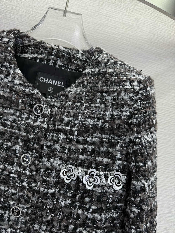 Veste Chanel 25 Laine Noire Blanche 313875