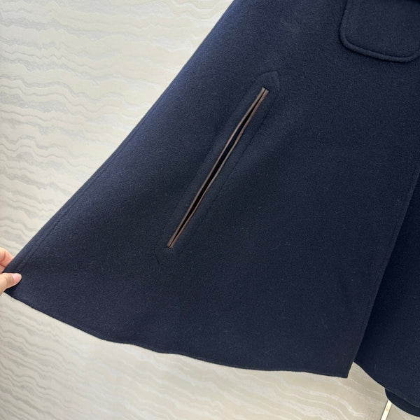 LP 25 Gilda Cape Navy Blue Cashmere Wool 314026