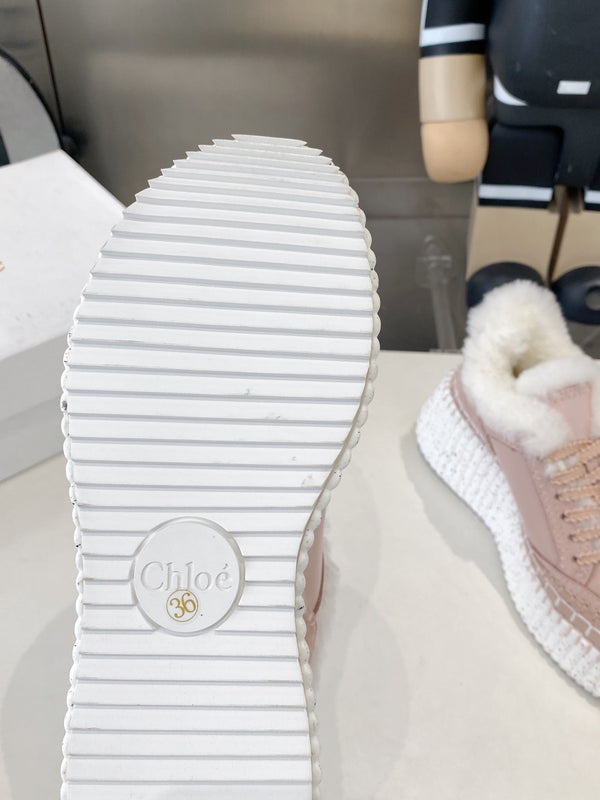 Chloe Nama Sneaker Pink Cowhide Wool 531605