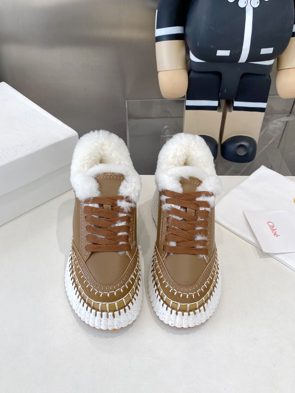 Chloe Nama Sneaker Brown Cowhide Wool 531606
