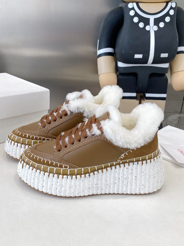 Chloe Nama Sneaker Brown Cowhide Wool 531606