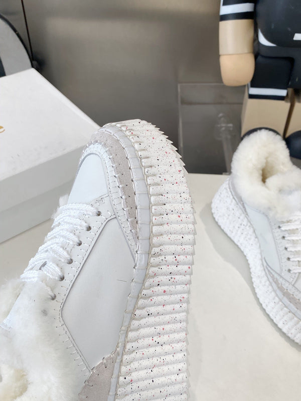Chloe Nama Sneaker White Cowhide Wool 531607
