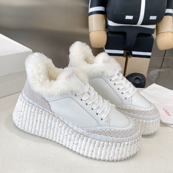 Chloe Nama Sneaker White Cowhide Wool 531607