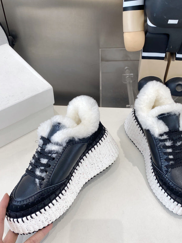 Chloe Nama Sneaker Black Cowhide Wool 531608