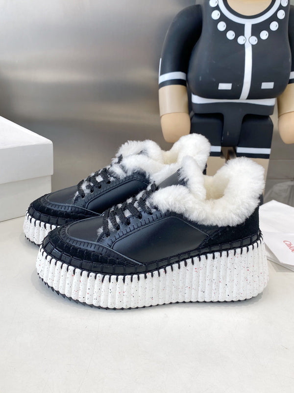 Chloe Nama Sneaker Black Cowhide Wool 531608