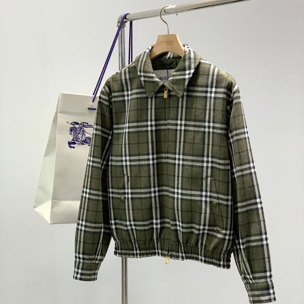 Burberry 25 Plaid Jacket Green Wool Polyester