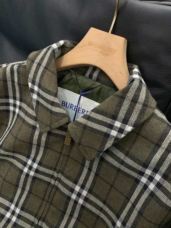 Burberry 25 Plaid Jacket Green Wool Polyester
