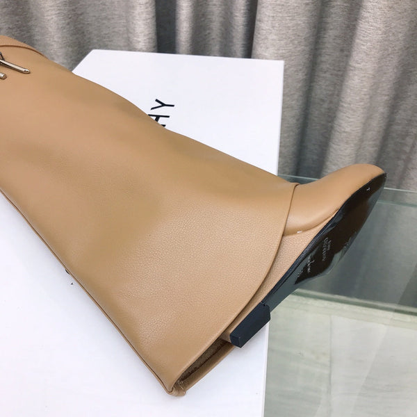 Givenchy Shark-Lock Knee-High Boots Beige Cowhide