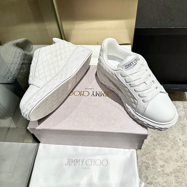 Jimmy Choo Diamond Maxi Platform Sneaker White Nappa Leather 538900