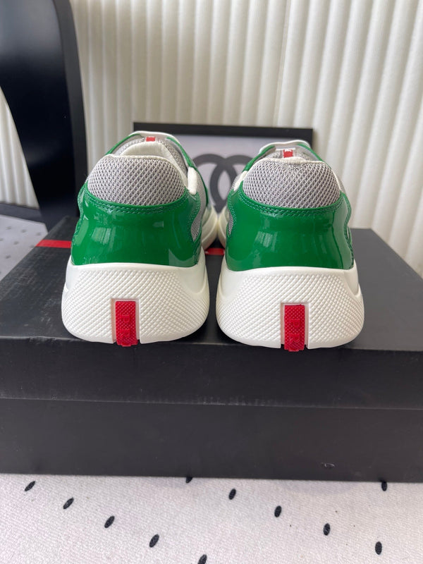 Baskets Pra 2025 vert et gris en cuir verni et maille 554582