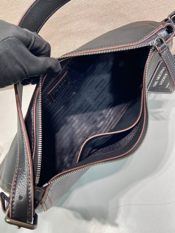 Prada Aimèe Large Shoulder 36cm Bag Black Cowhide