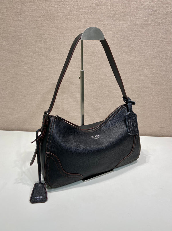 Prada Aimèe Large Shoulder 36cm Bag Black Cowhide
