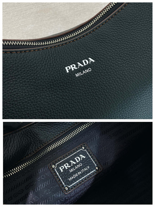 Prada Aimèe Large Shoulder 36cm Bag Black Cowhide
