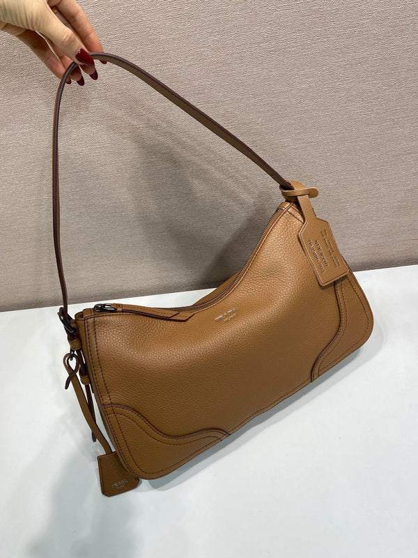 Prada Aimèe Large Shoulder 36cm Bag Brown Cowhide