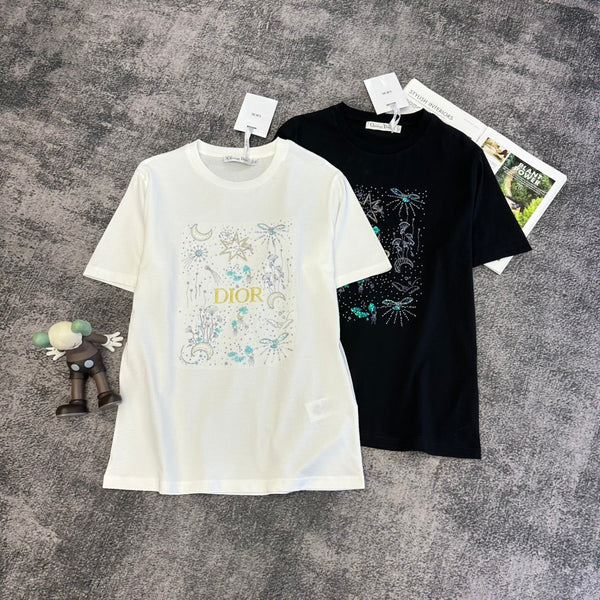 CD SS26 Astral Flowers Motif T-Shirt Cotton 350831