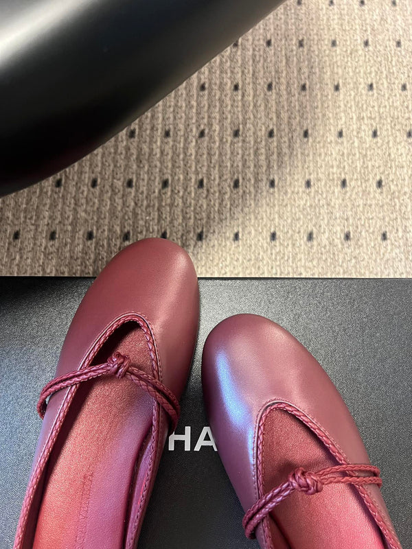 BV 26s Flats Mules Burgundy Calfskin