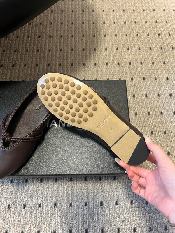 BV 26s Flats Mules Chocolate Calfskin