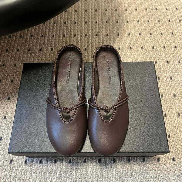 BV 26s Flats Mules Chocolate Calfskin