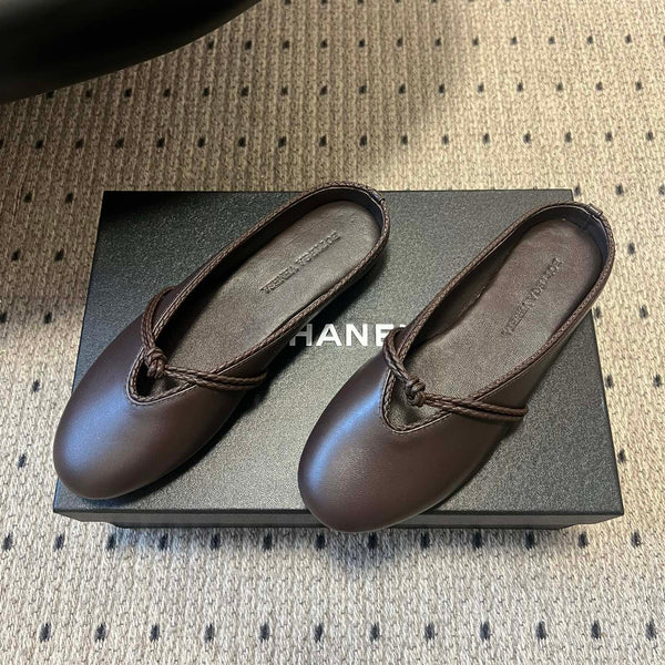 BV 26s Flats Mules Chocolate Calfskin