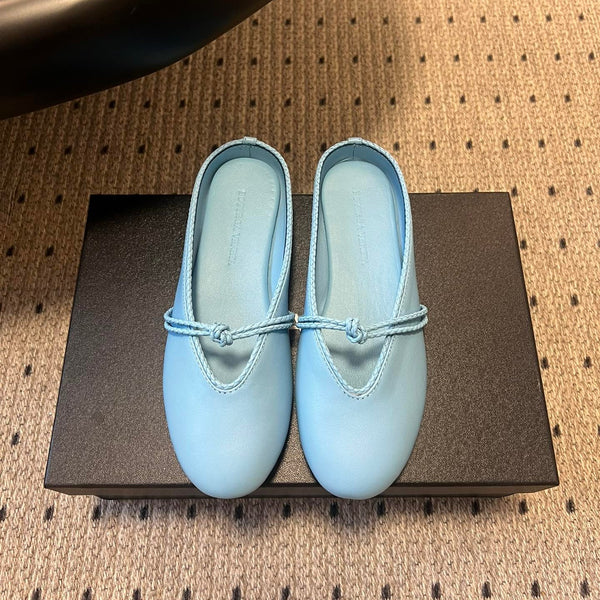 BV 26s Flats Mules Light Blue Calfskin