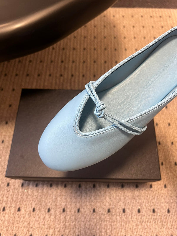 BV 26s Flats Mules Light Blue Calfskin