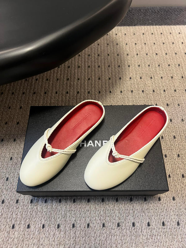 BV 26s Flats Mules Cream White Calfskin