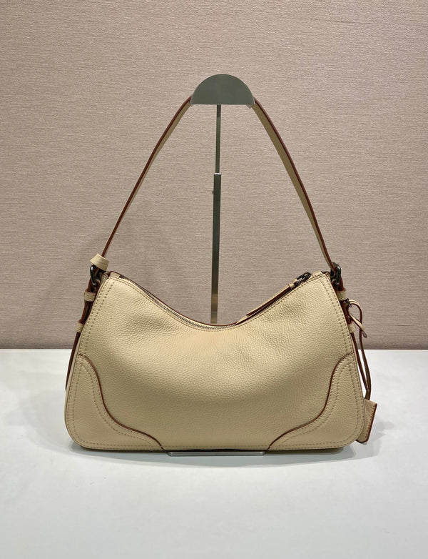 Prada Aimèe Large Shoulder 36cm Bag Light Beige Cowhide