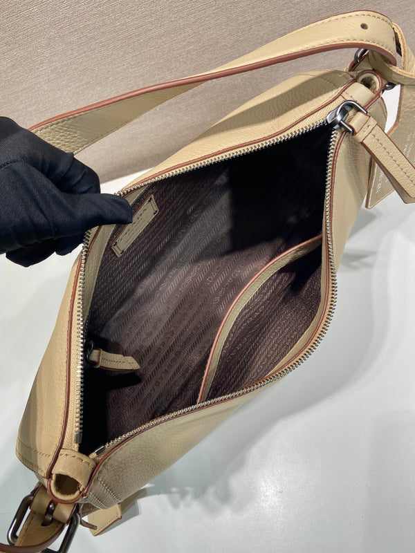 Prada Aimèe Large Shoulder 36cm Bag Light Beige Cowhide