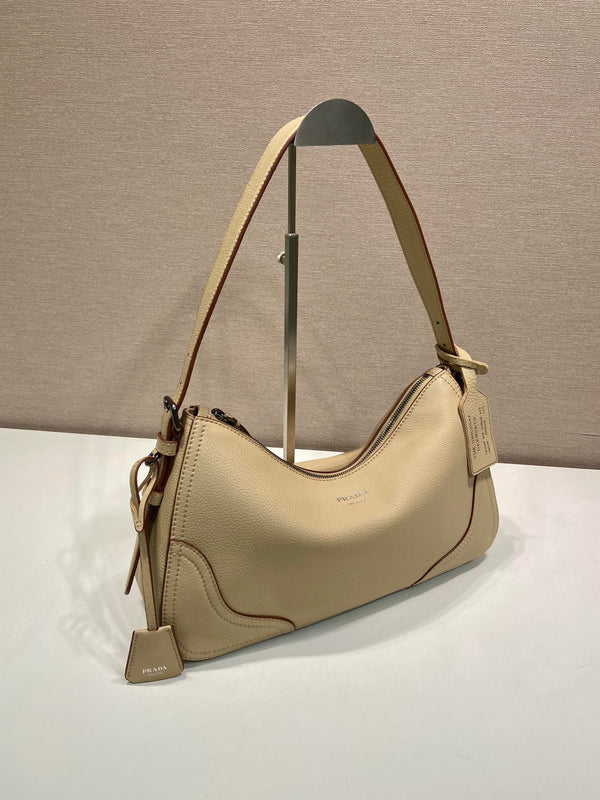 Prada Aimèe Large Shoulder 36cm Bag Light Beige Cowhide