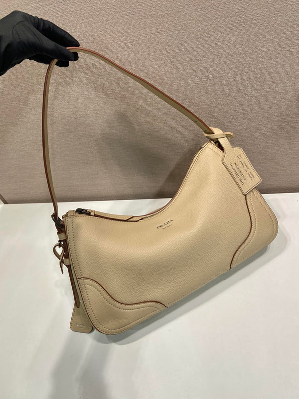 Prada Aimèe Large Shoulder 36cm Bag Light Beige Cowhide