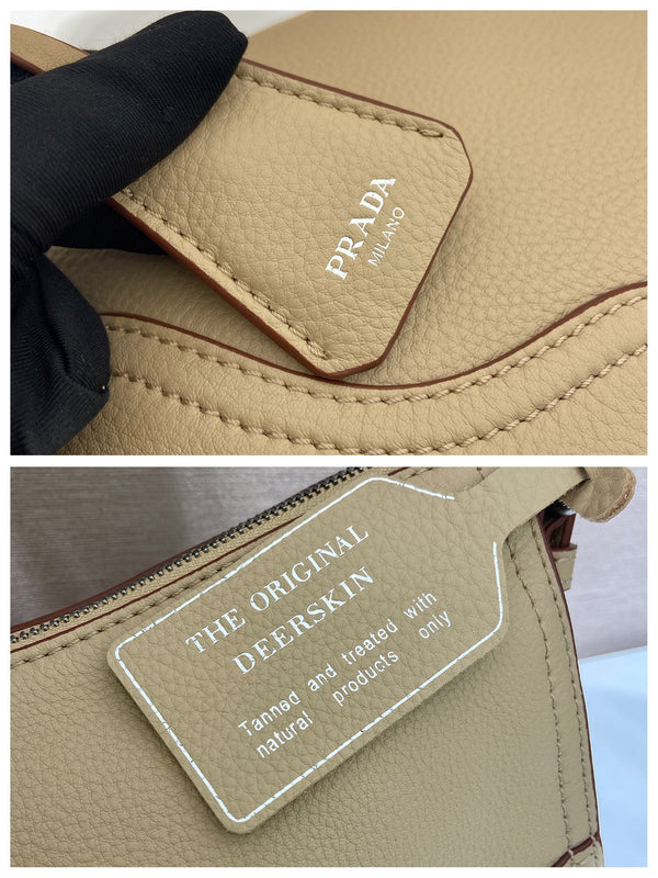 Prada Aimèe Large Shoulder 36cm Bag Light Beige Cowhide