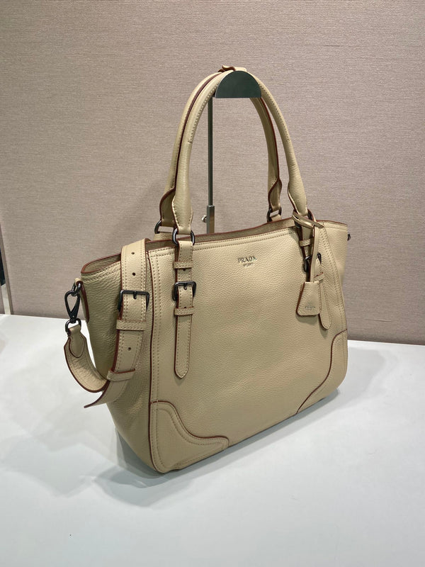 Prada Large Tote Bag 38cm Beige Leather