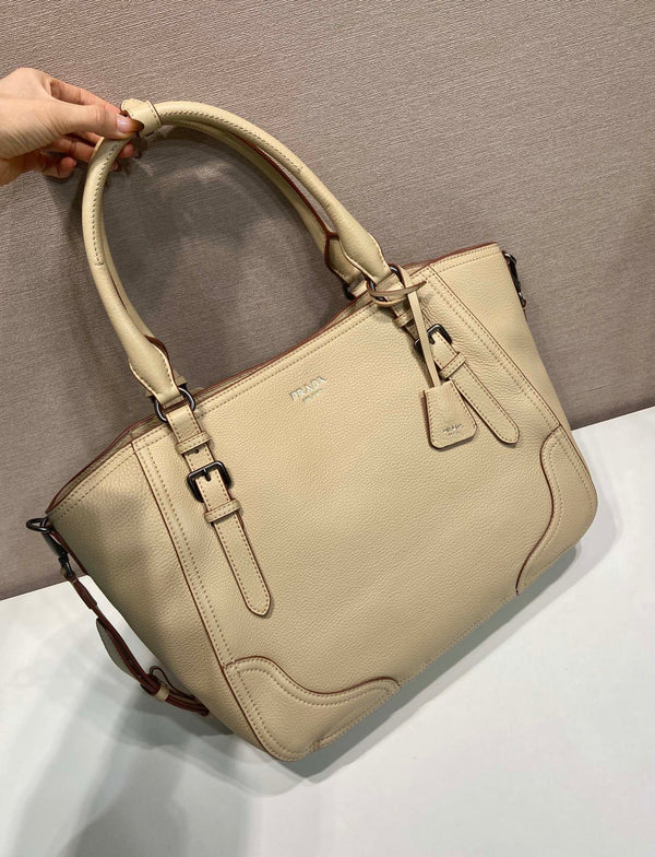 Prada Large Tote Bag 38cm Beige Leather
