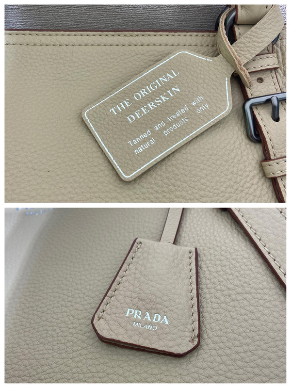Prada Large Tote Bag 38cm Beige Leather