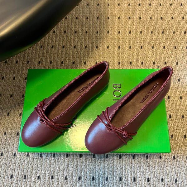 BV 26s Espadrille Ballet Flats Dark Red Lambskin