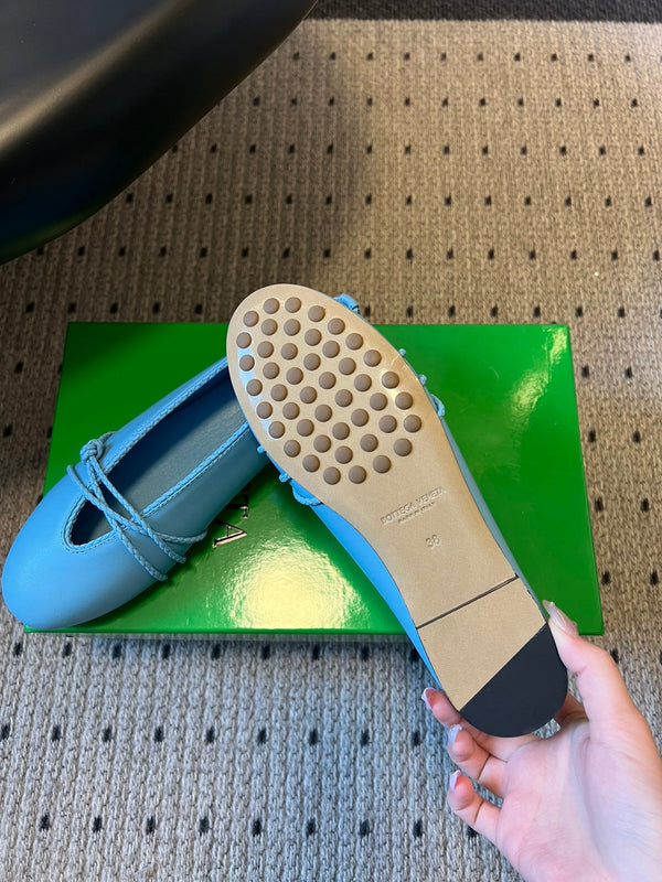 BV 26s Espadrille Ballet Flats Blue Lambskin