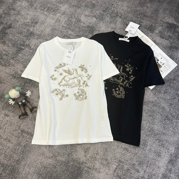 T-shirt CD SS26 motif Pégase en coton 350855