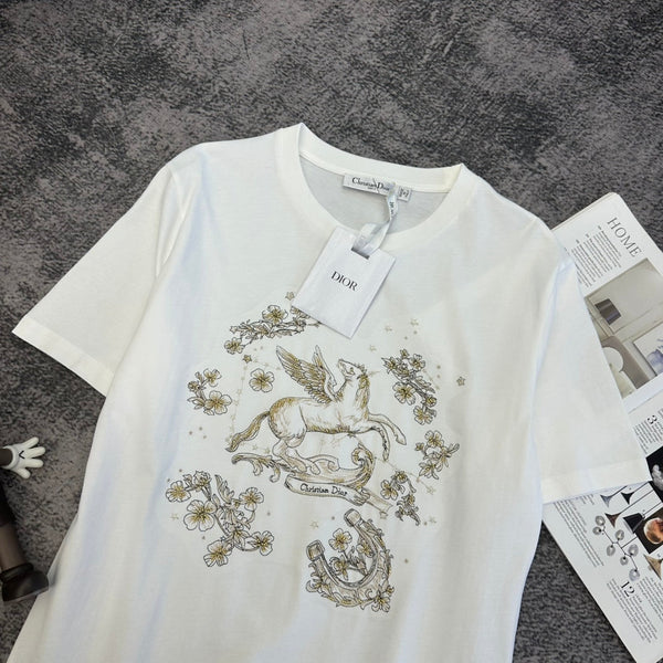 T-shirt CD SS26 motif Pégase en coton 350855