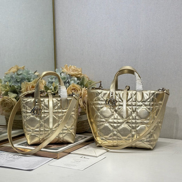 CD Toujours Tote Bag Metallic Gold-Tone Calfskin 288550