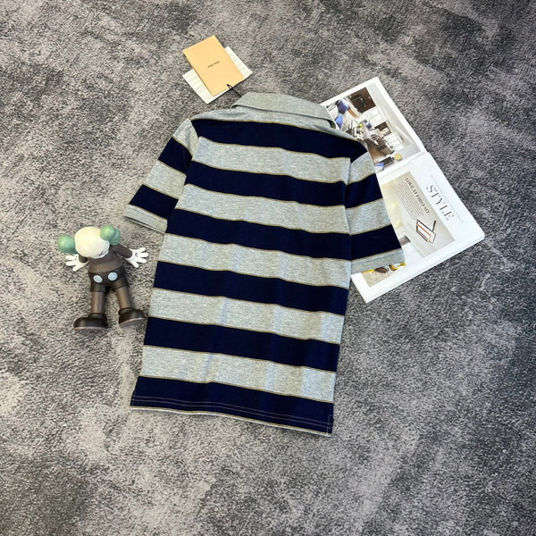 Miu PE26 Polo rayé noir gris coton 350879